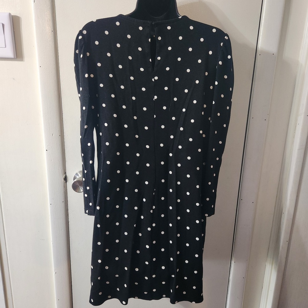 Old Navy Dress Woman's Size Large Black White Polkadot Long Sleeve Tunic - Picture 6 of 7